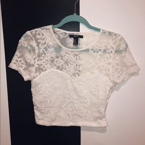 White Lace Crop top
